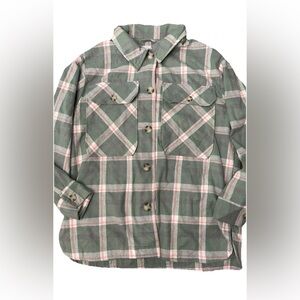 Reserve Fairfax Womens Flannel
Button Shirt Size Medium Soft Plaid
Green Pink
